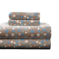 Pointehaven Heavy Weight Flannel Cotton Sheet Set 1 Piece Queen Snow Flakestan