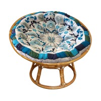 Cotton Craft Papasan - Polly Peacock - Blue - Overstuffed Chair Cushion, Sink Into Our Thick Comfortable And Oversized Papasan, Pure Cotton Duck Fabric, Fits Standard 45 Inch Round Chair
