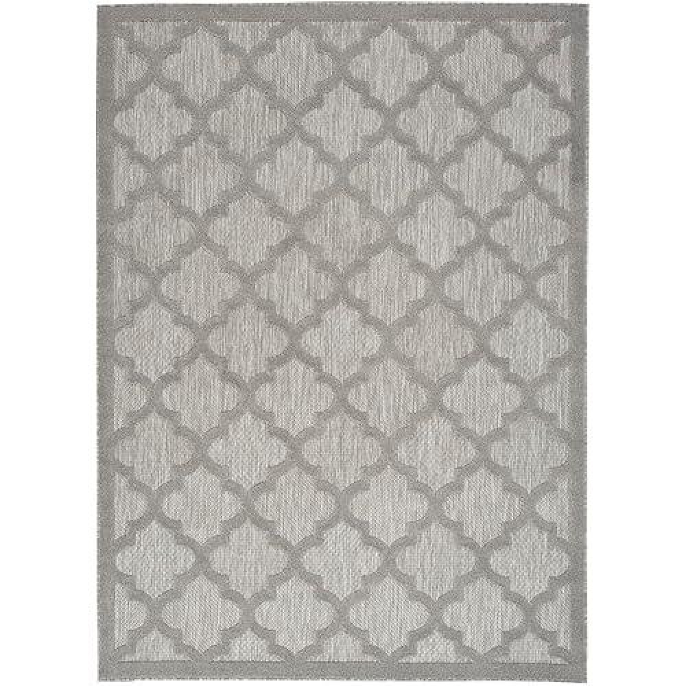 Nourison Easy Care Moroccan Silver Grey 6 X 9 Area Rug Trellis Easy Cleaning Non Shedding Bed Room Living Room Dining R