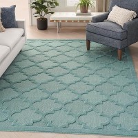 Nourison Easy Care Moroccan Aquateal 7 X 10 Area Rug Trellis Easy Cleaning Non Shedding Bed Room Living Room Dining R