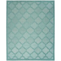 Nourison Easy Care Moroccan Aquateal 7 X 10 Area Rug Trellis Easy Cleaning Non Shedding Bed Room Living Room Dining R