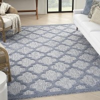 Nourison Easy Care Moroccan Denim Blue 9 X 12 Area Rug Trellis Easy Cleaning Non Shedding Bed Room Living Room Dining