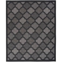 Nourison Easy Care Moroccan Charcoalblack 9 X 12 Area Rug Trellis Easy Cleaning Non Shedding Bed Room Living Room Dinin