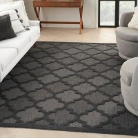 Nourison Easy Care Moroccan Charcoalblack 9 X 12 Area Rug Trellis Easy Cleaning Non Shedding Bed Room Living Room Dinin