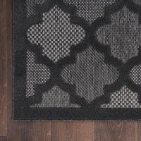 Nourison Easy Care Moroccan Charcoalblack 9 X 12 Area Rug Trellis Easy Cleaning Non Shedding Bed Room Living Room Dinin