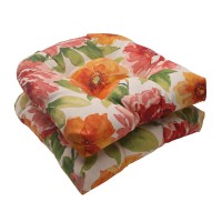 Pillow Perfect Bright Floral Indoor/Outdoor Chair Seat Cushion, Tufted, Weather, And Fade Resistant, 19