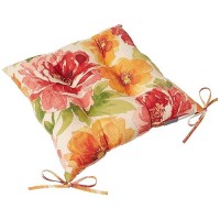 Pillow Perfect Bright Floral Indooroutdoor Chair Seat Cushion With Ties Tufted Weather And Fade Resistant 185 X 19 Gr