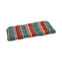 Pillow Perfect Stripe Indoor/Outdoor Sofa Setee Swing Cushion, Tufted, Weather, And Fade Resistant, 19