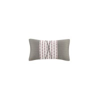 N Natori Cherry Blossom Fashion Cotton Throw Pillow Global Inspired Embroidered Oblong Decorative Pillow 12X22 Multi Grey Whi