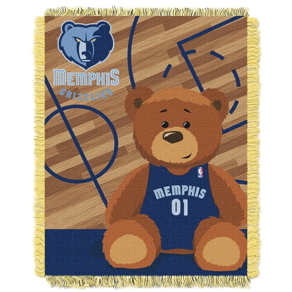 Officially Licensed Nba Memphis Grizzlies Half Court Woven Jacquard Baby Throw Blanket 36 X 46 Multi Color