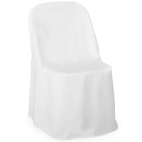 Lanns Linens 10 Pcs White Polyester Folding Chair Covers For Wedding, Party, And Banquet - Elegant Cloth Slipcovers