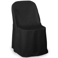 Lann'S Linens 10 Pcs Black Polyester Folding Chair Covers For Wedding, Party, And Banquet - Elegant Cloth Slipcovers