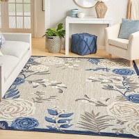 Nourison Aloha Indooroutdoor Bluegrey 710 X 106 Arearug Easycleaning Non Shedding Bed Room Living Room Dining Room