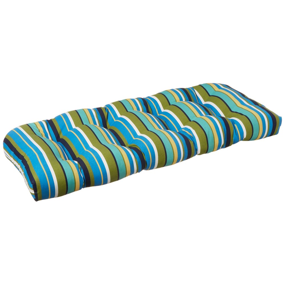 Pillow Perfect Stripe Indoor/Outdoor Sofa Setee Swing Cushion, Tufted, Weather, And Fade Resistant, 19