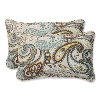 Pillow Perfect Paisley Indoor/Outdoor Accent Throw Pillow, Plush Fill, Weather, And Fade Resistant, Lumbar - 11.5