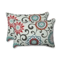 Pillow Perfect Floral Indooroutdoor Accent Throw Pillow Plush Fill Weather And Fade Resistant Lumbar 165 X 245 Blue