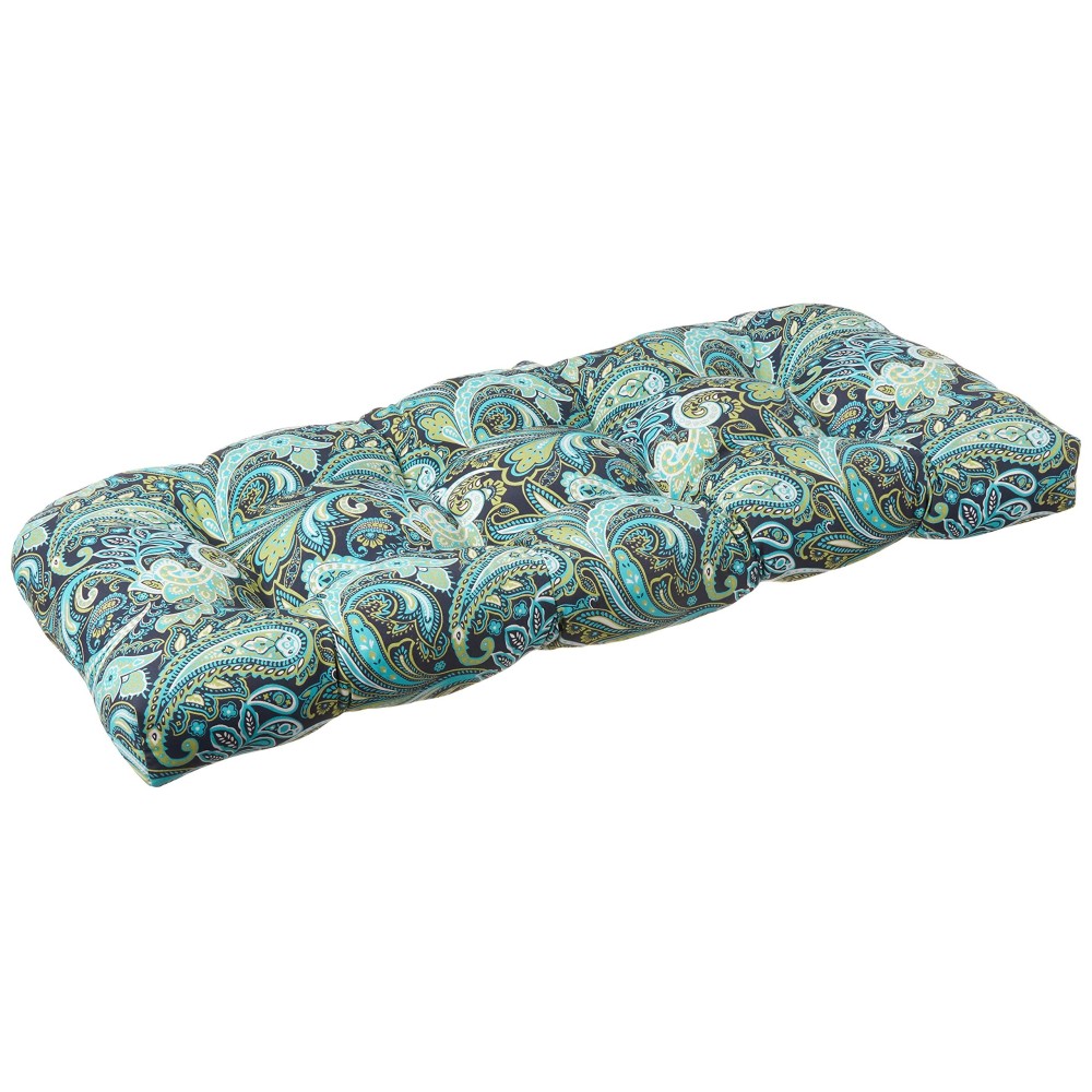 Pillow Perfect Paisley Indoor/Outdoor Sofa Setee Swing Cushion, Tufted, Weather, And Fade Resistant, 19