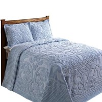 Better Trends Ashton Collection 100 Cotton Chenille Bedspread Medallion Design King Size Floral Design Bed Cover in Blue Tuft