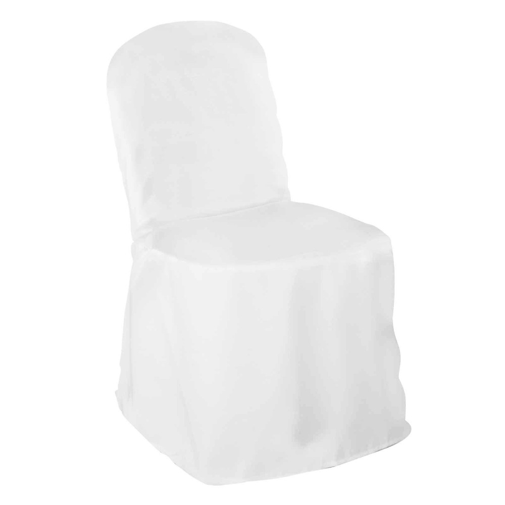 Lann'S Linens 100 Pcs White Polyester Banquet Chair Covers For Wedding, Party, And Receptions - Elegant Cloth Slipcovers