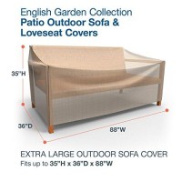 Budge P3W05Pm1 English Garden Patio Sofa Cover Heavy Duty And Waterproof, Extra Large, Two-Tone Tan