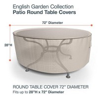 Budge P5A07Pm1 English Garden Round Patio Table Cover Heavy Duty And Waterproof, Extra Large, Two-Tone Tan