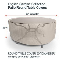 Budge P5A23Pm1 English Garden Round Patio Table Cover Heavy Duty And Waterproof, Large, Two-Tone Tan