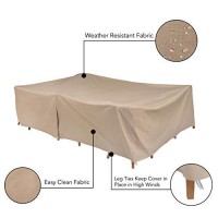 Modern Leisure 8576A Patio Table And Chairs Cover, Outdoor Furniture Set Cover, Waterproof, 76 L X 115 W X 30 H Inches, Extra Large, Tan Khaki