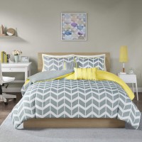 Intelligent Design Id12234 Nadia Duvet Cover Kingcal King Size Yellow Chevron Duvet Cover Set 5 Piece Ultra Soft Microf