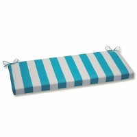 Pillow Perfect Stripe Indooroutdoor Sofa Setee Bench Swing Cushion With Ties Weather And Fade Resistant 18 X 45 Bluewh