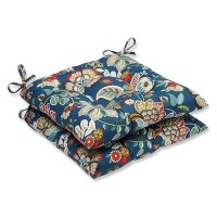 Pillow Perfect Floral Indooroutdoor Chair Seat Cushion With Ties Tufted Weather And Fade Resistant 185 X 19 Bluetan T