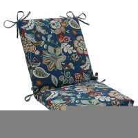 Pillow Perfect Floral Indooroutdoor Solid Back 1 Piece Chair Cushion With Ties Squared Corner Deep Seat Weather And Fade Res