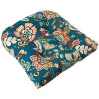 Pillow Perfect Floral Indooroutdoor Chair Seat Cushion Tufted Weather And Fade Resistant 19 X 19 Bluetan Telfair 2 C