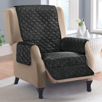 Collections Etc Reversible Quilted Furniture Protector Cover, Black/Gray, Recliner