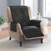 Collections Etc Reversible Quilted Furniture Protector Cover, Black/Gray, Recliner