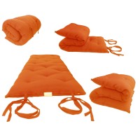Full Size Orange Traditional Japanese Floor Futon Mattresses, Foldable Cushion Mats, Yoga, Meditaion 54 Wide X 80 Long