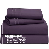 Nestl King Size Sheets Set 4 Piece King Sheets Bed Sheets For King Size Bed Double Brushed King Bed Sheets Hotel Luxury Pur