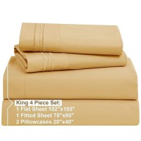 Nestl King Size Sheets Set 4 Piece King Sheets Bed Sheets For King Size Bed Double Brushed King Bed Sheets Hotel Luxury Cam