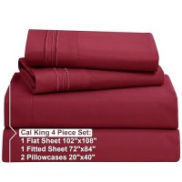 Nestl Cal King Sheets Set 4 Piece California King Sheets Extra Soft Double Brushed Cal King Size Sheets Cal Sheets For King