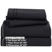 Nestl Queen Sheet Set 4 Piece Bed Sheets For Queen Size Bed Deep Pocket Hotel Luxury Extra Soft Breathable And Cooling Bl