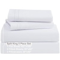 Nestl Split King Sheets For Adjustable Beds 5 Piece Split King Sheets Set Deep Pocket Hotel Luxury Extra Soft Breathable A