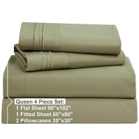 Nestl Queen Sheet Set 4 Piece Bed Sheets For Queen Size Bed Double Brushed Queen Size Sheets Hotel Luxury Sage Green Sheets