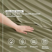 Nestl Queen Sheet Set 4 Piece Bed Sheets For Queen Size Bed Double Brushed Queen Size Sheets Hotel Luxury Sage Green Sheets