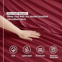 Nestl Queen Sheet Set 4 Piece Bed Sheets For Queen Size Bed Double Brushed Queen Size Sheets Hotel Luxury Burgundy Red Sheet