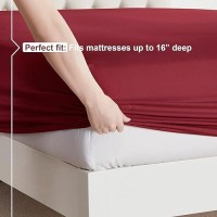 Nestl Queen Sheet Set 4 Piece Bed Sheets For Queen Size Bed Double Brushed Queen Size Sheets Hotel Luxury Burgundy Red Sheet