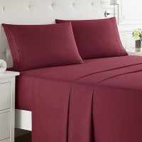 Nestl Full Size Sheet Sets 4 Piece Full Size Sheets Burgundy Red Sheets Full Size Bed Sheets Double Brushed Bed Sheets Full