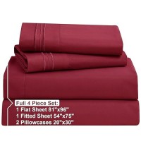 Nestl Full Size Sheet Sets 4 Piece Full Size Sheets Burgundy Red Sheets Full Size Bed Sheets Double Brushed Bed Sheets Full