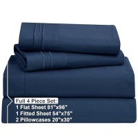 Nestl Full Size Sheet Sets 4 Piece Full Size Sheets Deep Pocket Hotel Luxury Extra Soft Breathable And Cooling Navy Blue