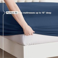 Nestl Full Size Sheet Sets 4 Piece Full Size Sheets Deep Pocket Hotel Luxury Extra Soft Breathable And Cooling Navy Blue