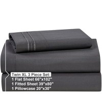 Nestl Twin Xl Sheets Set 3 Piece Twin Xl Bed Sheets Deep Pocket Hotel Luxury Extra Soft Breathable And Cooling Grey Twin