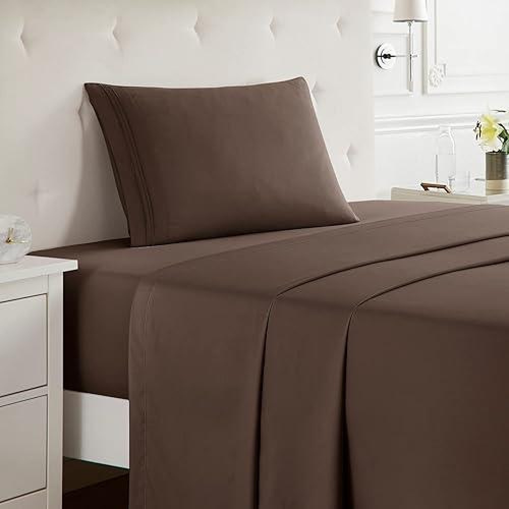 Nestl Twin Xl Sheets Set 3 Piece Twin Xl Bed Sheets Deep Pocket Hotel Luxury Extra Soft Breathable And Cooling Chocolate